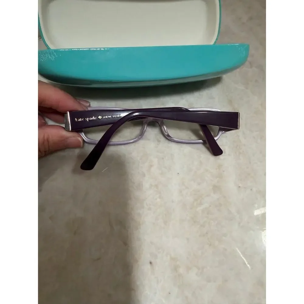 Kate Spade eyeglass frames and case purple with rainbow colors